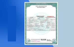 USA San Francisco Birth Certificate Doc Template - Fully editable