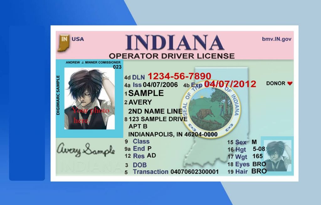 Indiana Drivers License PSD Template Download File