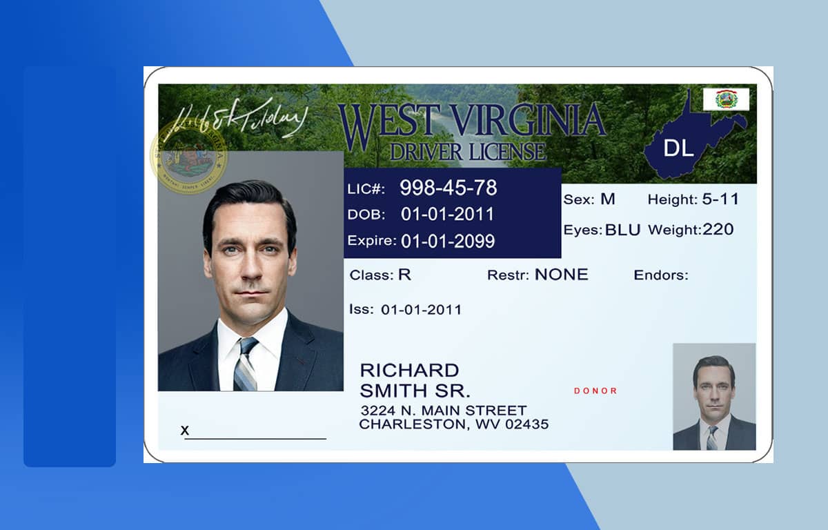 West Virginia Drivers License PSD Template Download File