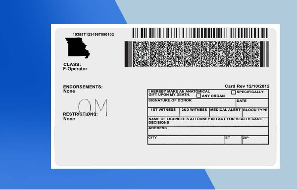 Missouri Driver License PSD Template - Fully editable