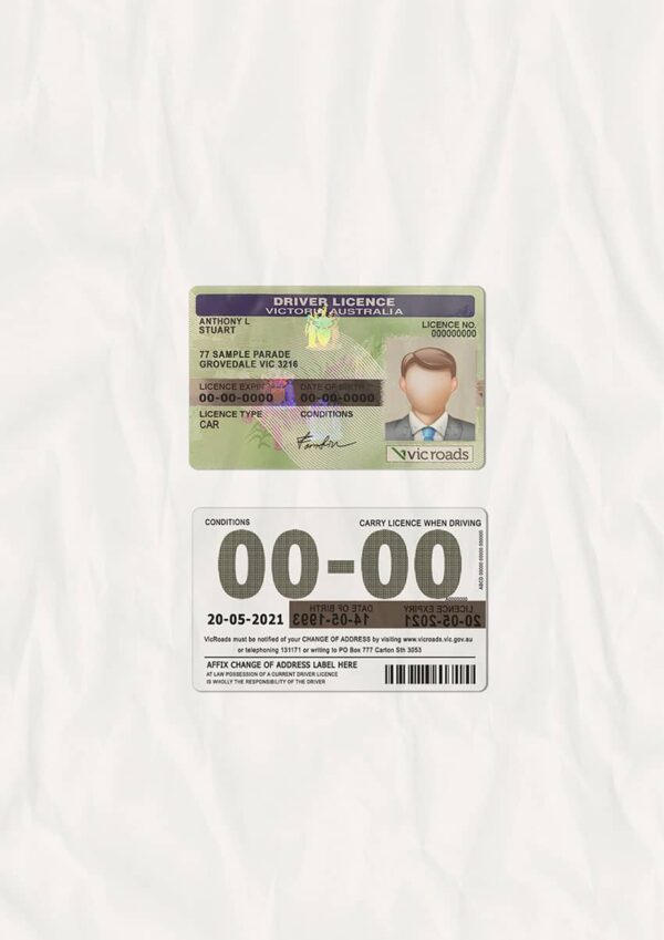 australia victoria driver license template scan